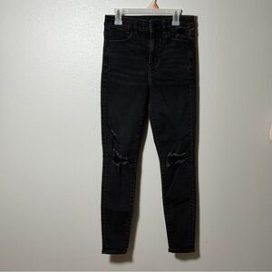 American Eagle Women Black Distressed Super High Rise Jegging Jeans size 4 Short